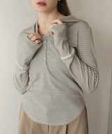 フード付きボーダーロングスリーブTシャツ