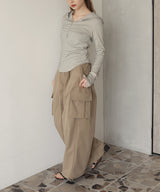 フード付きボーダーロングスリーブTシャツ