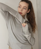 フード付きボーダーロングスリーブTシャツ