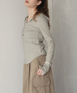 フード付きボーダーロングスリーブTシャツ