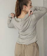 フード付きボーダーロングスリーブTシャツ