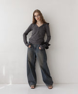 フード付きボーダーロングスリーブTシャツ