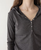 フード付きボーダーロングスリーブTシャツ