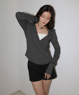 フード付きボーダーロングスリーブTシャツ