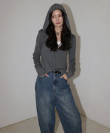 フード付きボーダーロングスリーブTシャツ