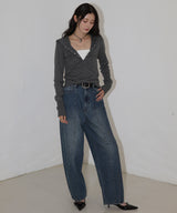 フード付きボーダーロングスリーブTシャツ