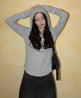 フード付きボーダーロングスリーブTシャツ