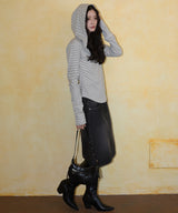 フード付きボーダーロングスリーブTシャツ