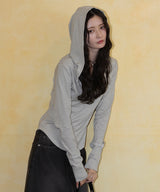 フード付きボーダーロングスリーブTシャツ