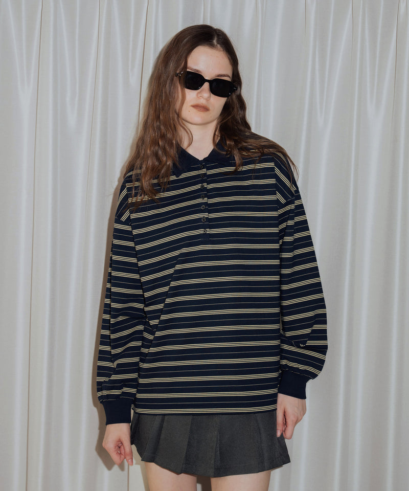 オーバーサイズボーダーポロTシャツ – Mili