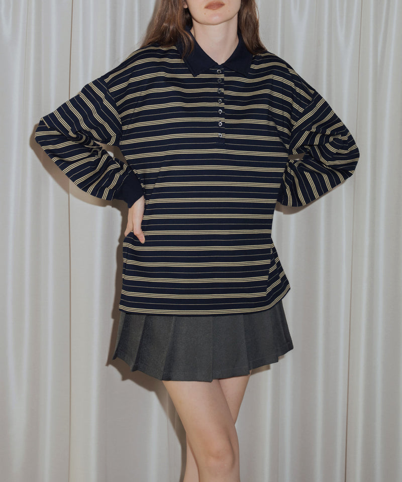 オーバーサイズボーダーポロTシャツ