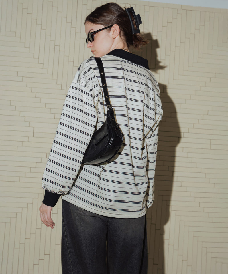 オーバーサイズボーダーポロTシャツ