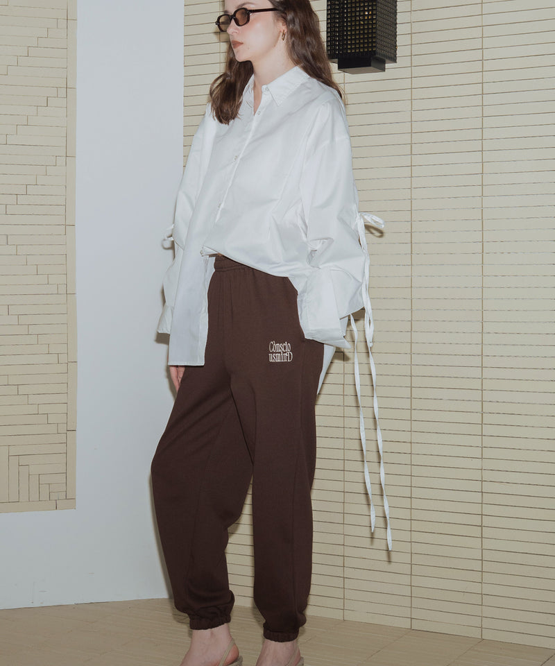配色刺繍ロゴスウェットワイドパンツ