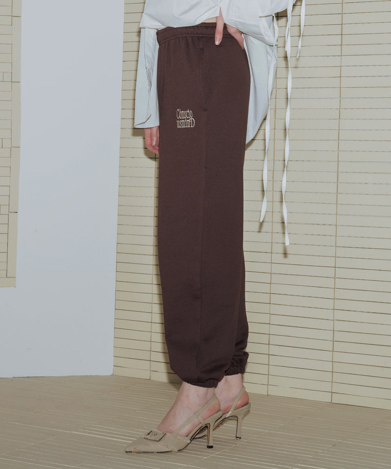 配色刺繍ロゴスウェットワイドパンツ