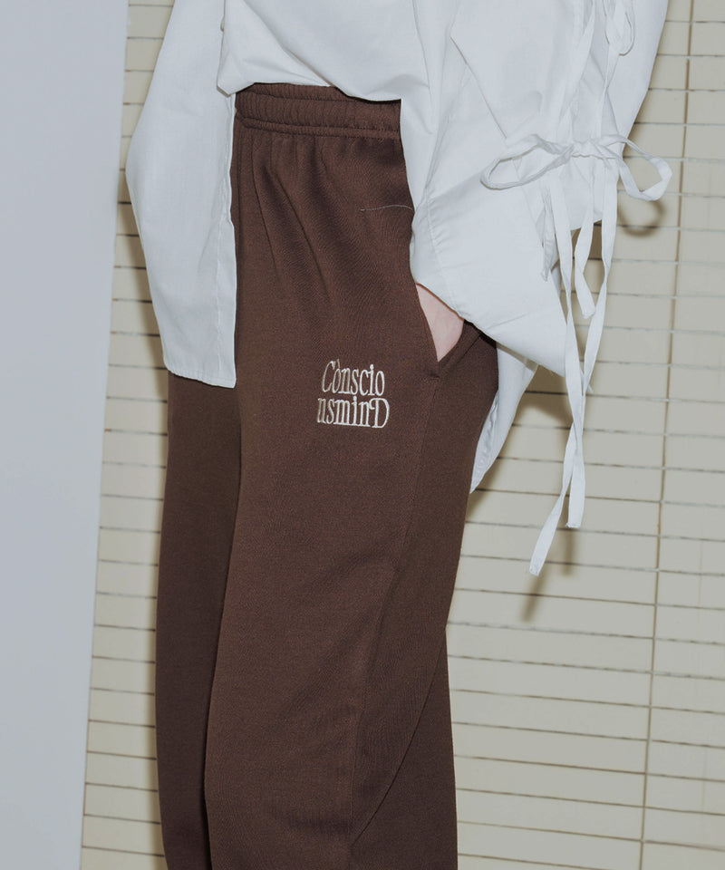 配色刺繍ロゴスウェットワイドパンツ