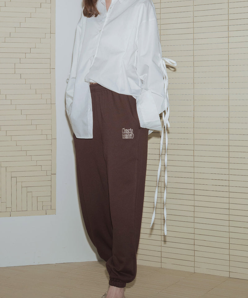 配色刺繍ロゴスウェットワイドパンツ