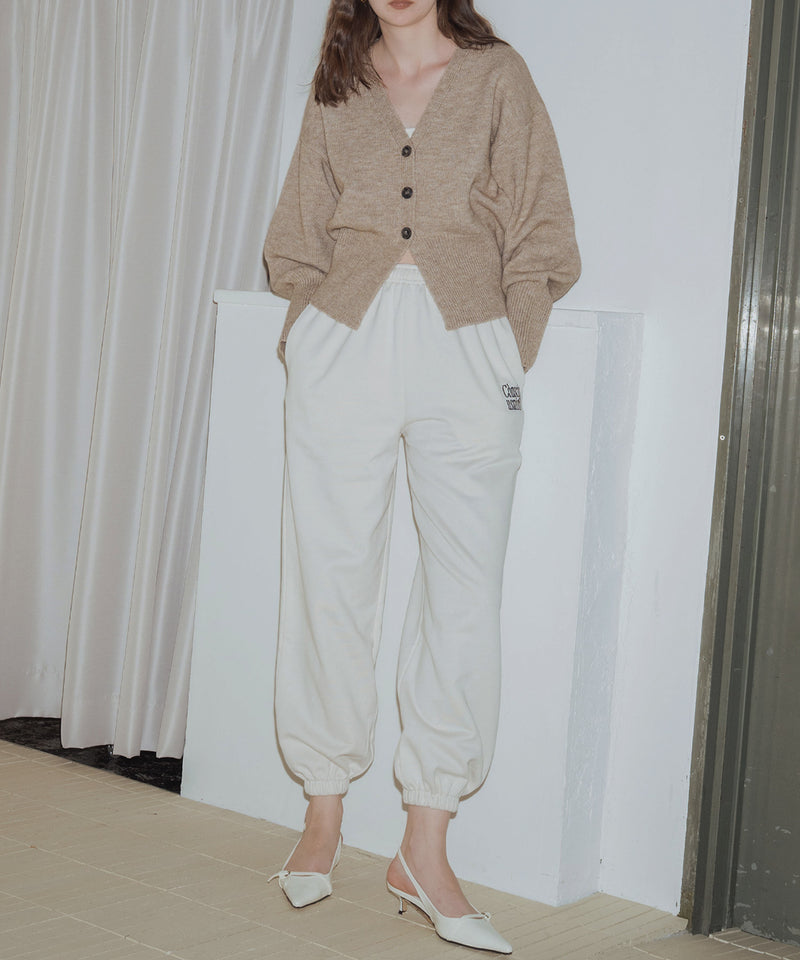 配色刺繍ロゴスウェットワイドパンツ