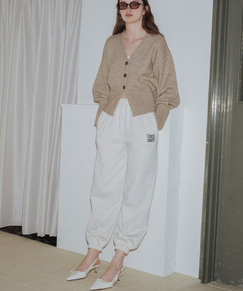 配色刺繍ロゴスウェットワイドパンツ