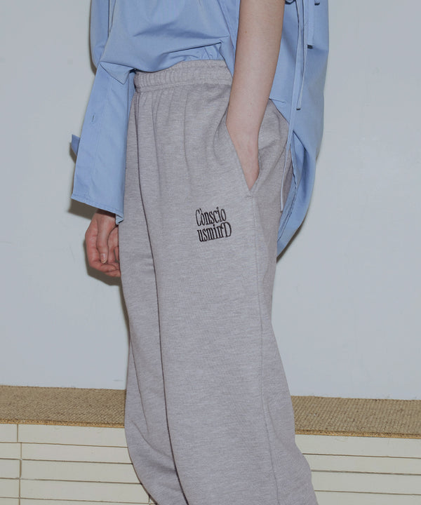 配色刺繍ロゴスウェットワイドパンツ