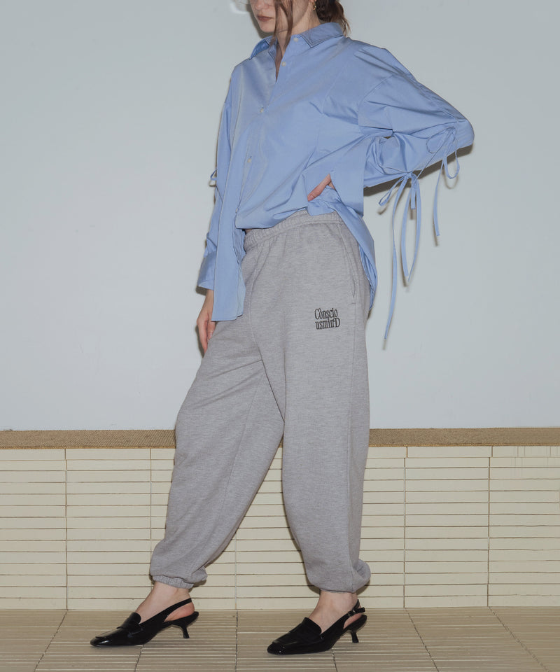 配色刺繍ロゴスウェットワイドパンツ
