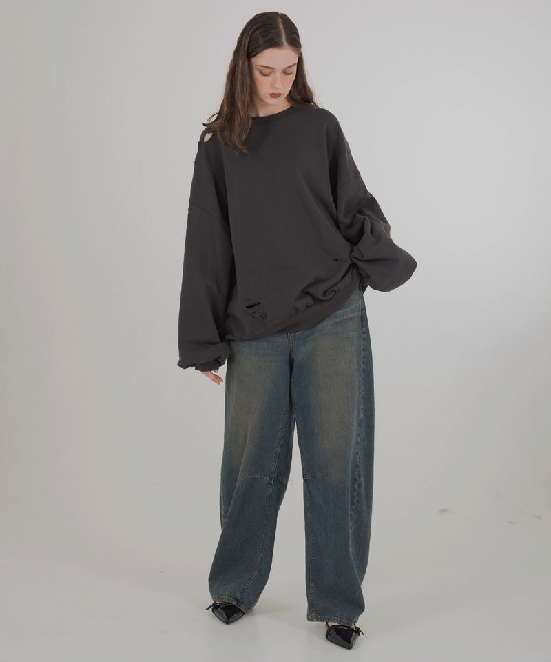 オーバーサイズダメージスウェット