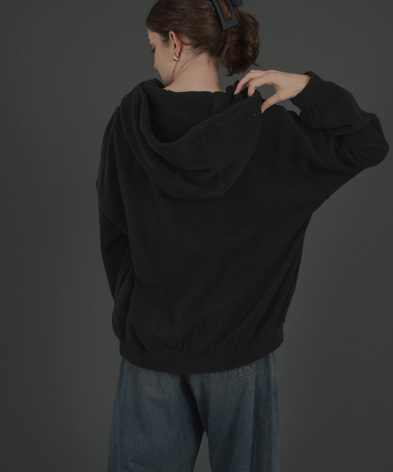 ロゴ刺繍オーバーサイズボアフリースジップパーカー