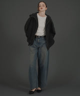 ロゴ刺繍オーバーサイズボアフリースジップパーカー