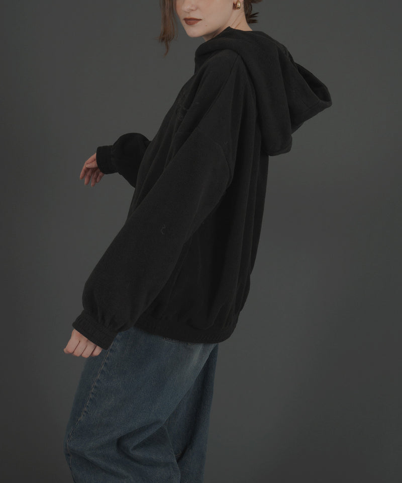 ロゴ刺繍オーバーサイズボアフリースジップパーカー