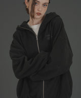 ロゴ刺繍オーバーサイズボアフリースジップパーカー