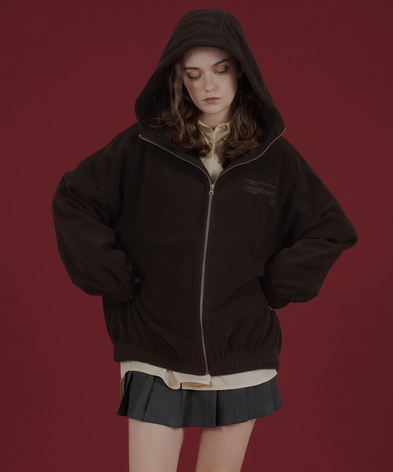 ロゴ刺繍オーバーサイズボアフリースジップパーカー