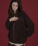 ロゴ刺繍オーバーサイズボアフリースジップパーカー