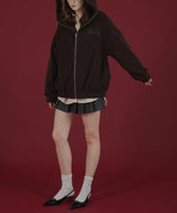 ロゴ刺繍オーバーサイズボアフリースジップパーカー