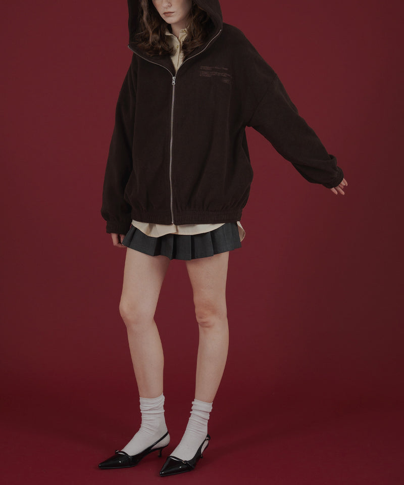 ロゴ刺繍オーバーサイズボアフリースジップパーカー