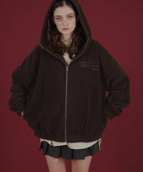 ロゴ刺繍オーバーサイズボアフリースジップパーカー