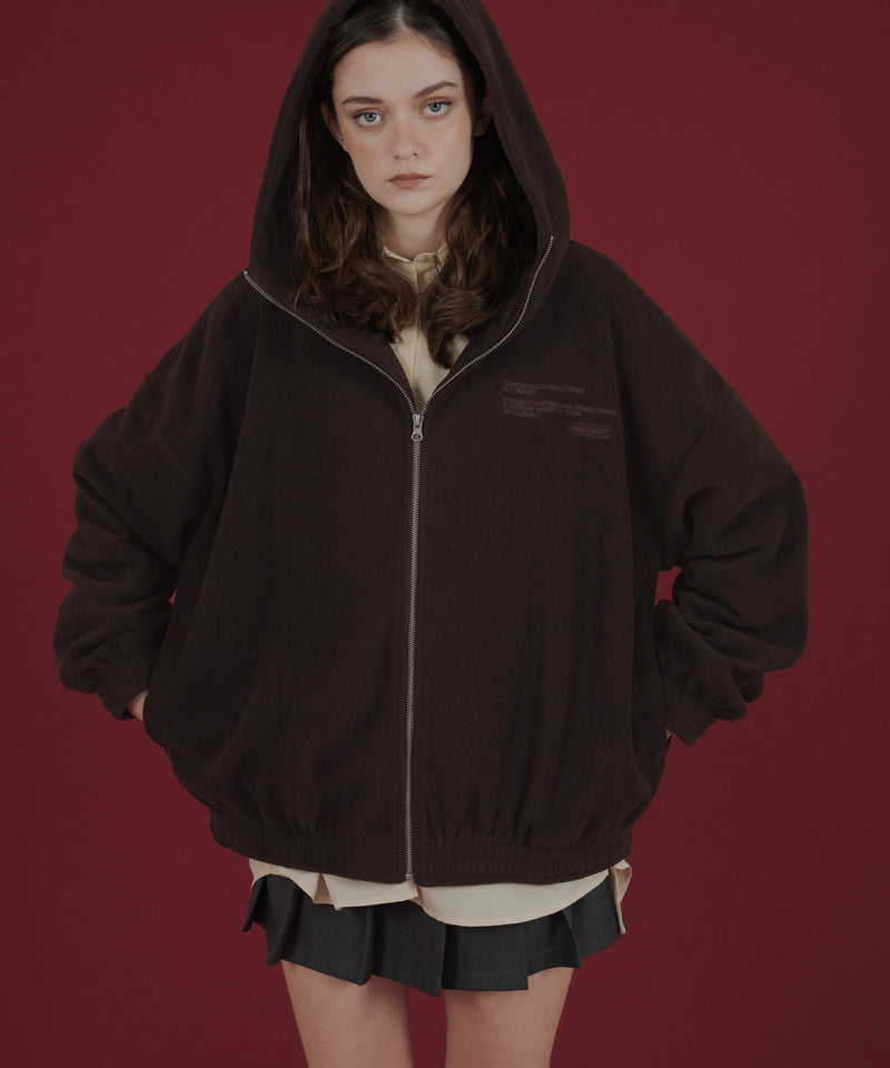 ロゴ刺繍オーバーサイズボアフリースジップパーカー