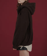 ロゴ刺繍オーバーサイズボアフリースジップパーカー