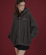 ロゴ刺繍オーバーサイズボアフリースジップパーカー