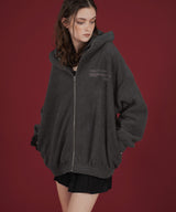 ロゴ刺繍オーバーサイズボアフリースジップパーカー