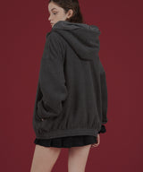 ロゴ刺繍オーバーサイズボアフリースジップパーカー