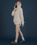 ロゴ刺繍オーバーサイズボアフリースジップパーカー