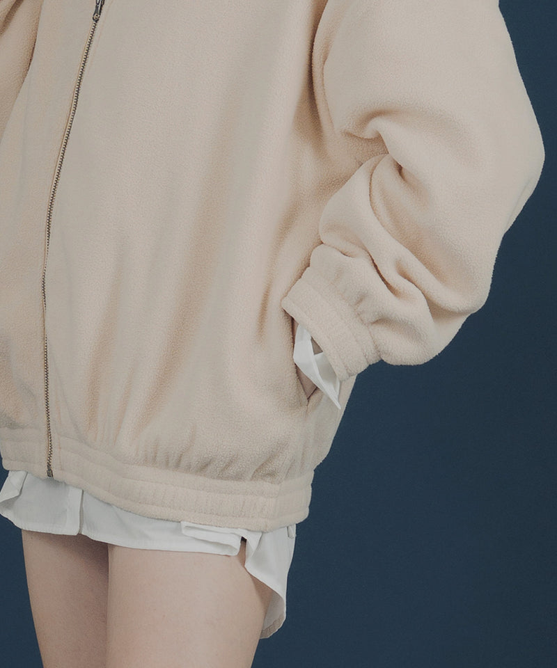 ロゴ刺繍オーバーサイズボアフリースジップパーカー