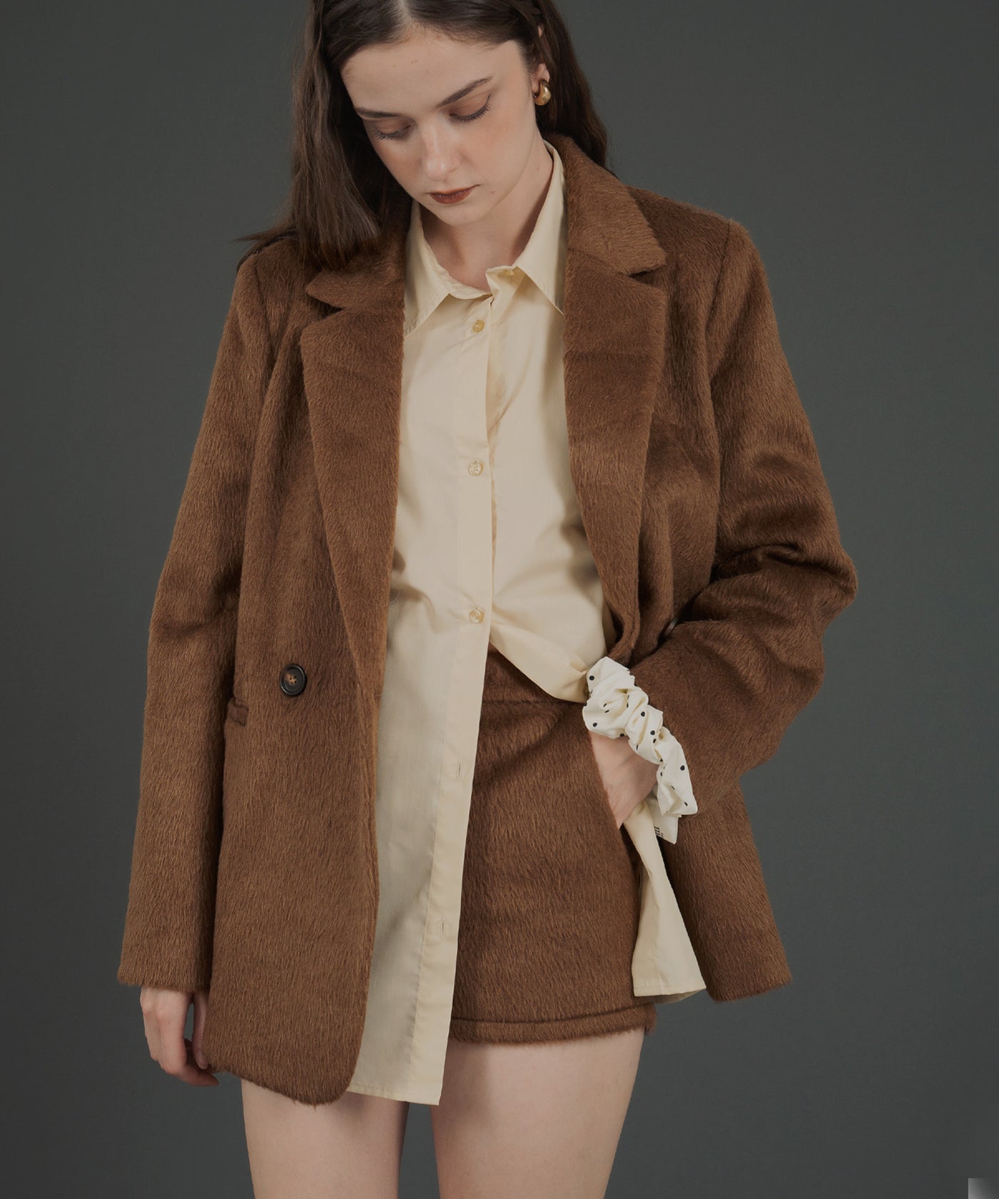 11月上旬お届け商品】セットアップシャギーテイラードジャケット