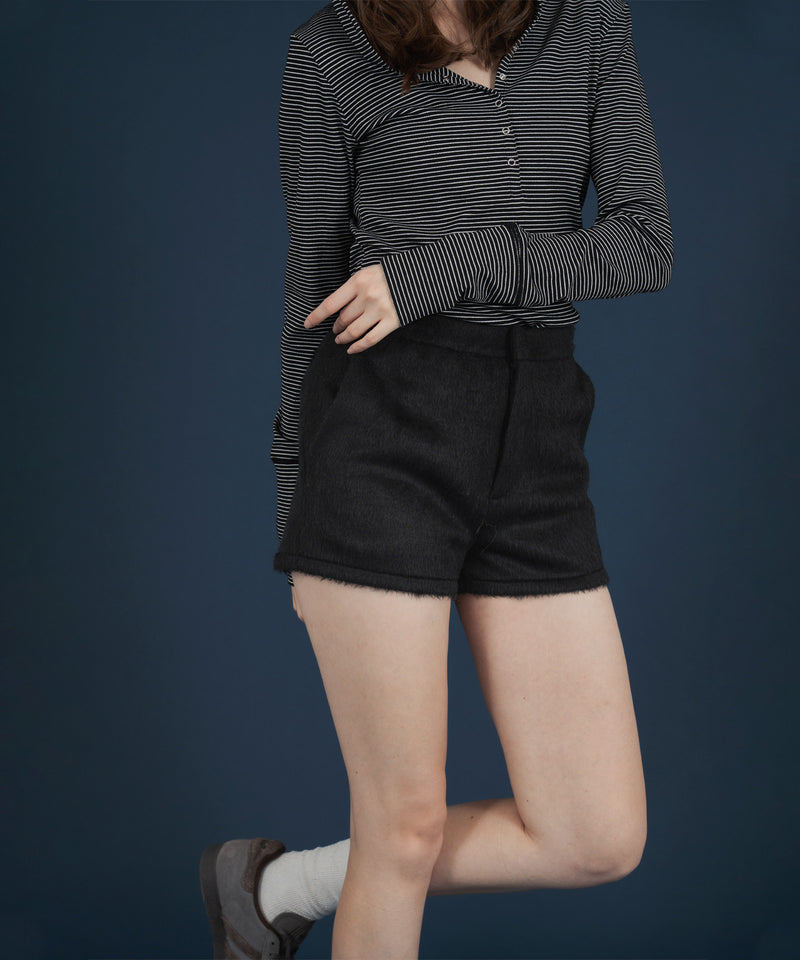 【11月上旬お届け商品】シャギーハイウエストショートパンツ