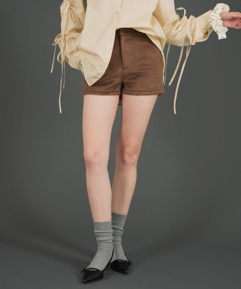 【11月上旬お届け商品】シャギーハイウエストショートパンツ