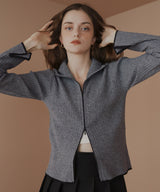 バイカラーダブルジップリブポロニットカーディガン