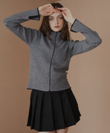 バイカラーダブルジップリブポロニットカーディガン