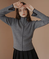 バイカラーダブルジップリブポロニットカーディガン