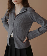 バイカラーダブルジップリブポロニットカーディガン