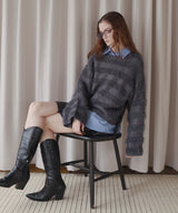 【12月上旬お届け商品】オーバーサイズシャギーボーダーニット