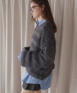 【12月上旬お届け商品】オーバーサイズシャギーボーダーニット